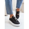 Women's Platform Sneakers with Decorations Black Herbisa-EV-307 BLACK A