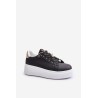 Women's Platform Sneakers with Decorations Black Herbisa-EV-307 BLACK A