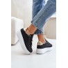 Women's Platform Sneakers with Decorations Black Herbisa-EV-307 BLACK A