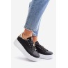 Women's Platform Sneakers with Decorations Black Herbisa-EV-307 BLACK A