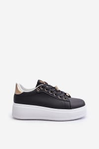 Women's Platform Sneakers with Decorations Black Herbisa-EV-307 BLACK A