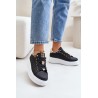 Women's Platform Sneakers with Decorations Black Herbisa-EV-307 BLACK A