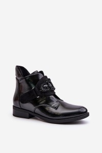 Elegantiški juodi lakuoti aulinukai-HY42-021 BLACK