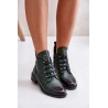 Low Insulated Ankle Boots with Zipper and Decoration Green Nevalia-ASA198-21 ZIELONY