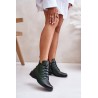 Low Insulated Ankle Boots with Zipper and Decoration Green Nevalia-ASA198-21 ZIELONY