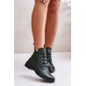 Low Insulated Ankle Boots with Zipper and Decoration Green Nevalia-ASA198-21 ZIELONY