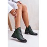 Low Insulated Ankle Boots with Zipper and Decoration Green Nevalia-ASA198-21 ZIELONY