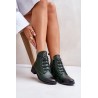 Low Insulated Ankle Boots with Zipper and Decoration Green Nevalia-ASA198-21 ZIELONY