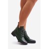 Low Insulated Ankle Boots with Zipper and Decoration Green Nevalia-ASA198-21 ZIELONY