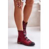 Warm Women's Ankle Boots with Zipper Burgundy Evalith-ASA62-30 CZERWONY