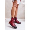 Warm Women's Ankle Boots with Zipper Burgundy Evalith-ASA62-30 CZERWONY