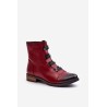 Warm Women's Ankle Boots with Zipper Burgundy Evalith-ASA62-30 CZERWONY