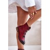 Warm Women's Ankle Boots with Zipper Burgundy Evalith-ASA62-30 CZERWONY