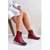 Warm Women's Ankle Boots with Zipper Burgundy Evalith-ASA62-30 CZERWONY