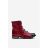 Warm Women's Ankle Boots with Zipper Burgundy Evalith-ASA62-30 CZERWONY