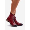 Warm Women's Ankle Boots with Zipper Burgundy Evalith-ASA62-30 CZERWONY