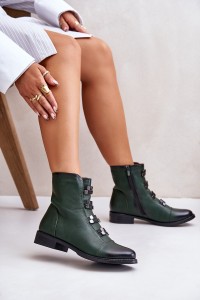 Insulated Women's Zip Boots Green Evalith-ASA62-30 ZIELONY