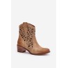 Women'S Ankle Boots With Perforated Pattern Beige Lewski 3394/2-3394/2 BEŻ B.WELUR