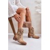 Women'S Ankle Boots With Perforated Pattern Beige Lewski 3394/2-3394/2 BEŻ B.WELUR