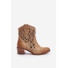 Women'S Ankle Boots With Perforated Pattern Beige Lewski 3394/2-3394/2 BEŻ B.WELUR