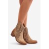 Women'S Ankle Boots With Perforated Pattern Beige Lewski 3394/2-3394/2 BEŻ B.WELUR