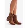 Women's Heeled Boots With Perforated Pattern Brown Lewski 3394/2-3394/2 TABACO WELUR