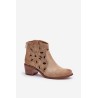 Perforated Suede Ankle Boots Beige Lewski Shoes 3170/2-3170/2 BEŻ B.WELUR