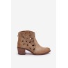 Perforated Suede Ankle Boots Beige Lewski Shoes 3170/2-3170/2 BEŻ B.WELUR