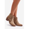 Perforated Suede Ankle Boots Beige Lewski Shoes 3170/2-3170/2 BEŻ B.WELUR