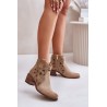 Perforated Suede Ankle Boots Beige Lewski Shoes 3170/2-3170/2 BEŻ B.WELUR