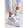 Leather Sneakers On Massive Platform Denim White Lewski 3586-3586 BIAŁ LICO/J.JEANS