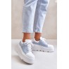 Leather Sneakers On Massive Platform Denim White Lewski 3586-3586 BIAŁ LICO/J.JEANS