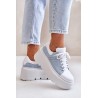 Leather Sneakers On Massive Platform Denim White Lewski 3586-3586 BIAŁ LICO/J.JEANS