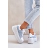 Leather Sneakers On Massive Platform Denim White Lewski 3586-3586 BIAŁ LICO/J.JEANS