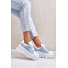 Leather Sneakers On Massive Platform Denim White Lewski 3586-3586 BIAŁ LICO/J.JEANS