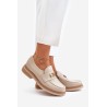 Zazoo 20174 Leather Elegant Flat Shoes For Women Beige-20174 V.TAUPE+ZŁ