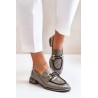 Lacquered Women's Loafers On A Block With Decoration Artiker 55C0412 Gray-55C0412 SZARY