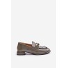 Lacquered Women's Loafers On A Block With Decoration Artiker 55C0412 Gray-55C0412 SZARY