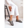 Lacquered Women's Loafers On A Block With Decoration Artiker 55C0412 Gray-55C0412 SZARY