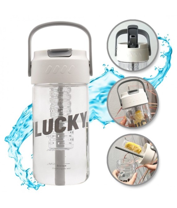 Butelis, vandens butelis su krepšeliu ir šiaudeliu 800 ML Lucky BD36-BD36