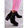 Suede Boots On High Heels With A Zipper Black Sevione-7050-A92 BLACK