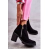 Suede Boots On High Heels With A Zipper Black Sevione-7050-A92 BLACK