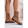 Warm Women's Ankle Boots With Gathered Shaft And Decoration Camel Etteara-0-589 CAMEL