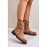 Warm Women's Ankle Boots With Gathered Shaft And Decoration Camel Etteara-0-589 CAMEL