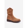 Warm Women's Ankle Boots With Gathered Shaft And Decoration Camel Etteara-0-589 CAMEL