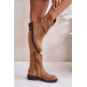 Warm Women's Ankle Boots With Gathered Shaft And Decoration Camel Etteara-0-589 CAMEL