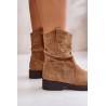 Warm Women's Ankle Boots With Gathered Shaft And Decoration Camel Etteara-0-589 CAMEL