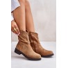 Warm Women's Ankle Boots With Gathered Shaft And Decoration Camel Etteara-0-589 CAMEL