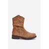 Warm Women's Ankle Boots With Gathered Shaft And Decoration Camel Etteara-0-589 CAMEL