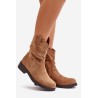 Warm Women's Ankle Boots With Gathered Shaft And Decoration Camel Etteara-0-589 CAMEL